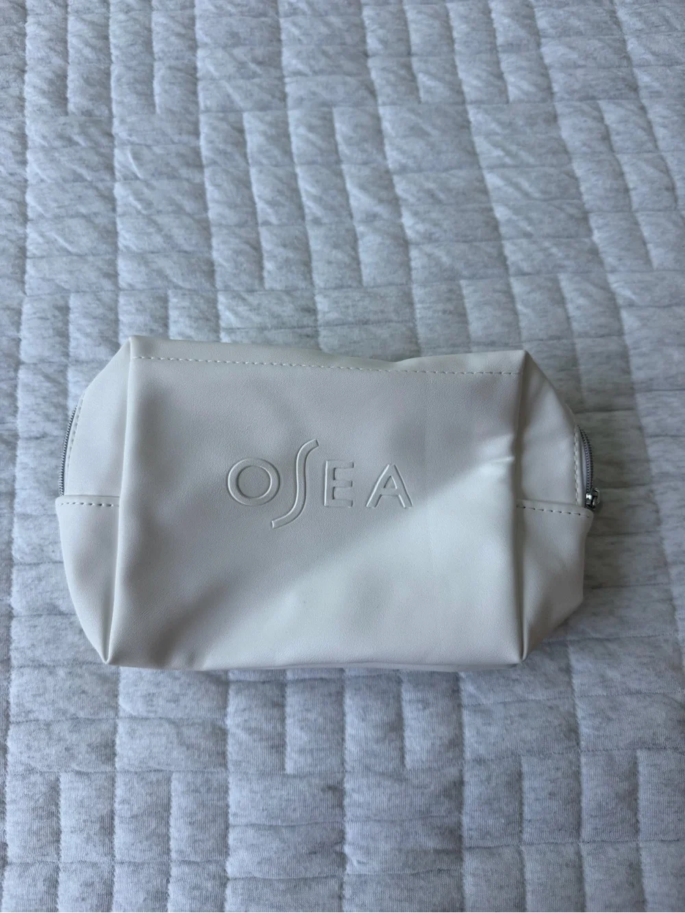 OSEA Cream Vegan Leather Cosmetic Pouch
